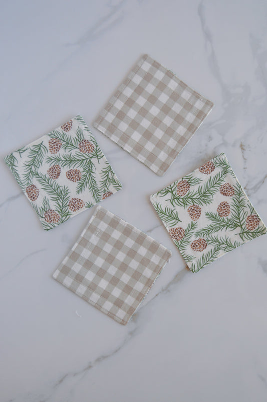 Pinecone Plaid Coasters