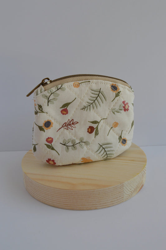 Beige Floral Coin Purse