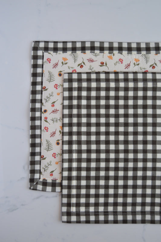 Floral Checkered Placemats, Set of 4